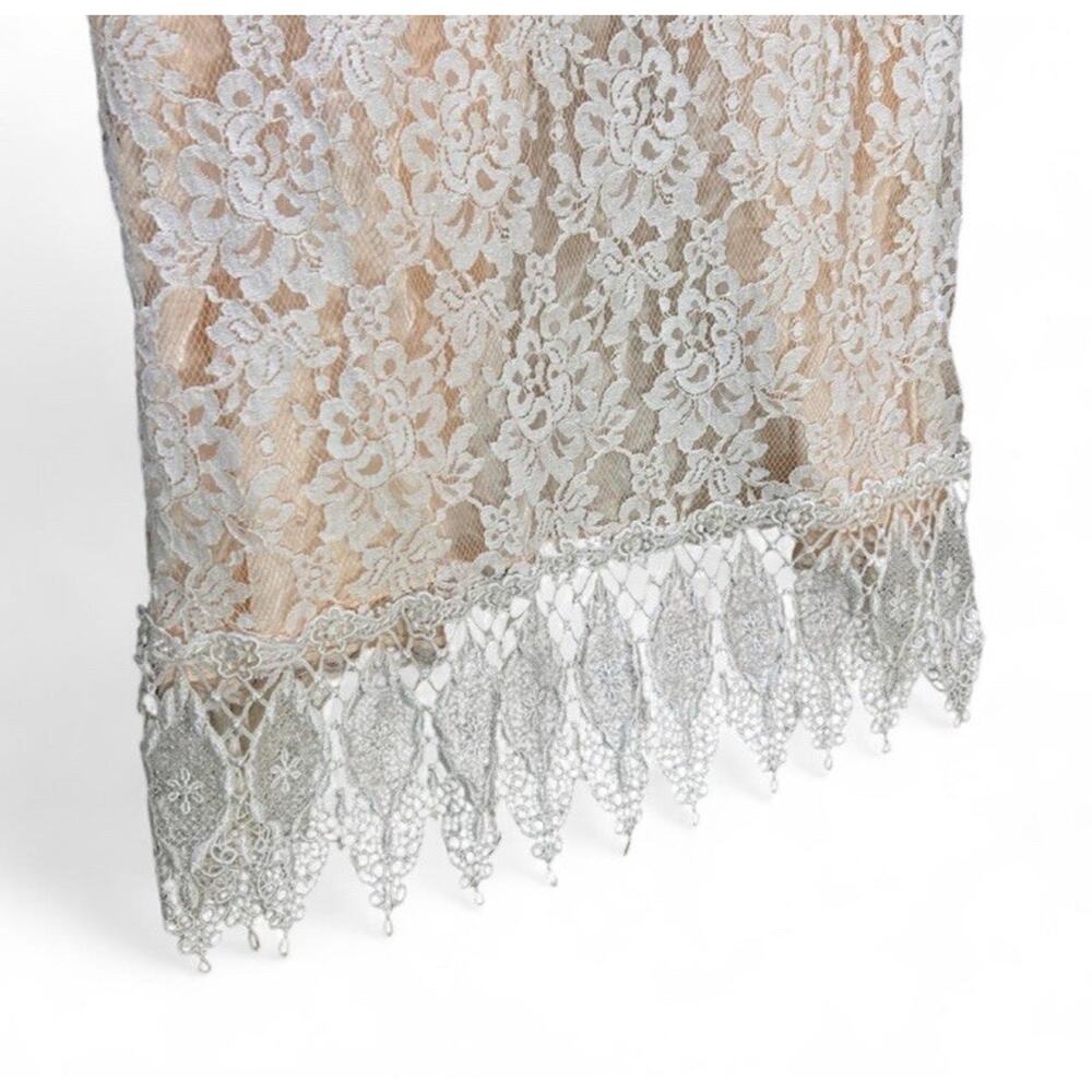 Vintage Loralie 1980s Ivory Floor Length Lace Formal Prairie Dress Medium USA - Picture 4 of 8